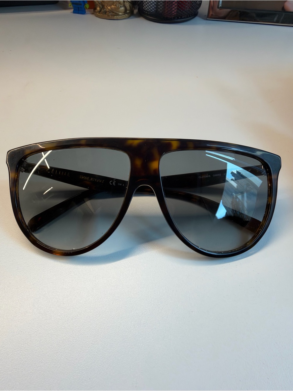 Celine Tortoiseshell Aviator Sunglasses with Gray Gradient Lenses